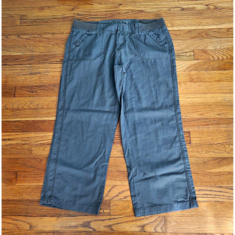 Sonoma Life + Style Women Size 14 taupe Twill Cotton Crop ankle wide leg pants
